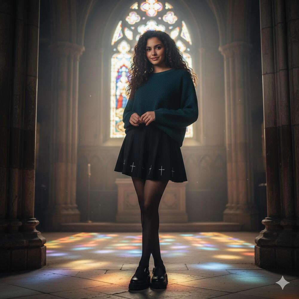 Chic Women's Black Skirt with Cross Embroidery
